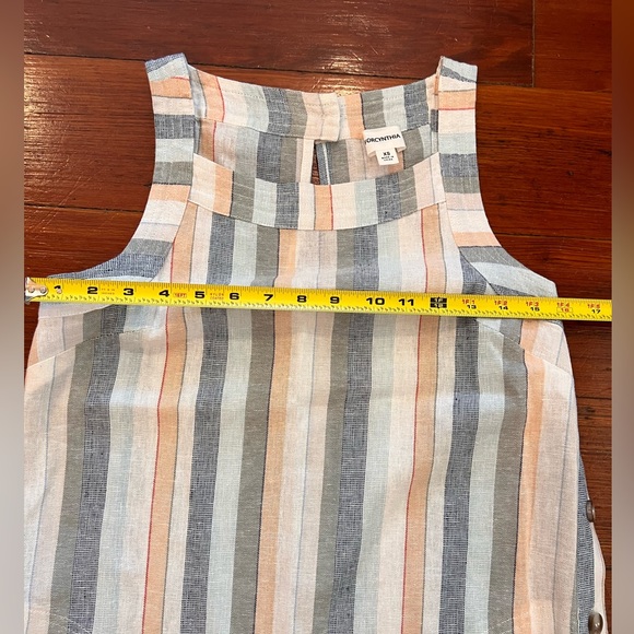 For Cynthia women’s linen blend striped shift dress XS side buttons & pockets - Picture 8 of 9
